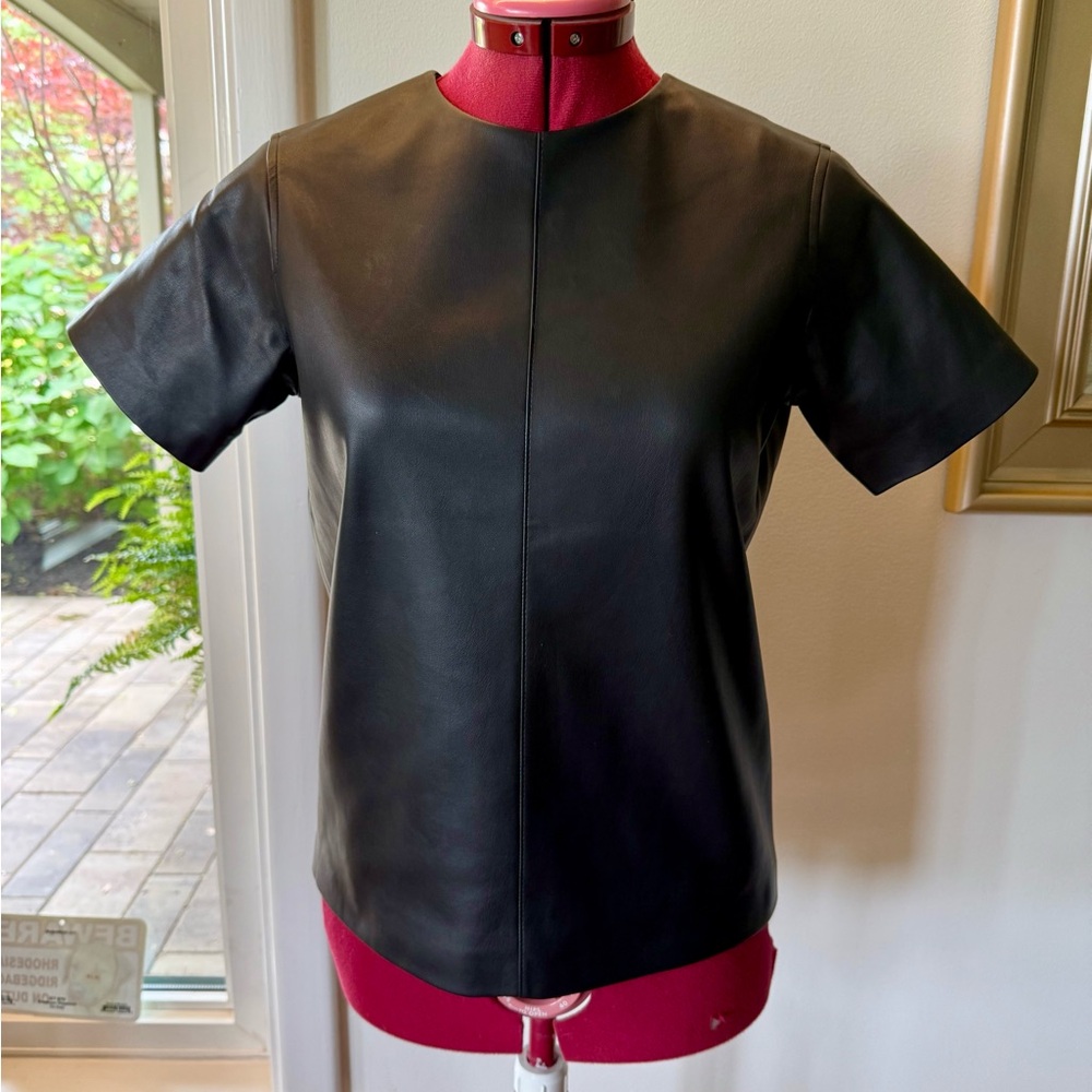 ALL SAINTS SHORT SLEEVED FAUX LEATHER TOP